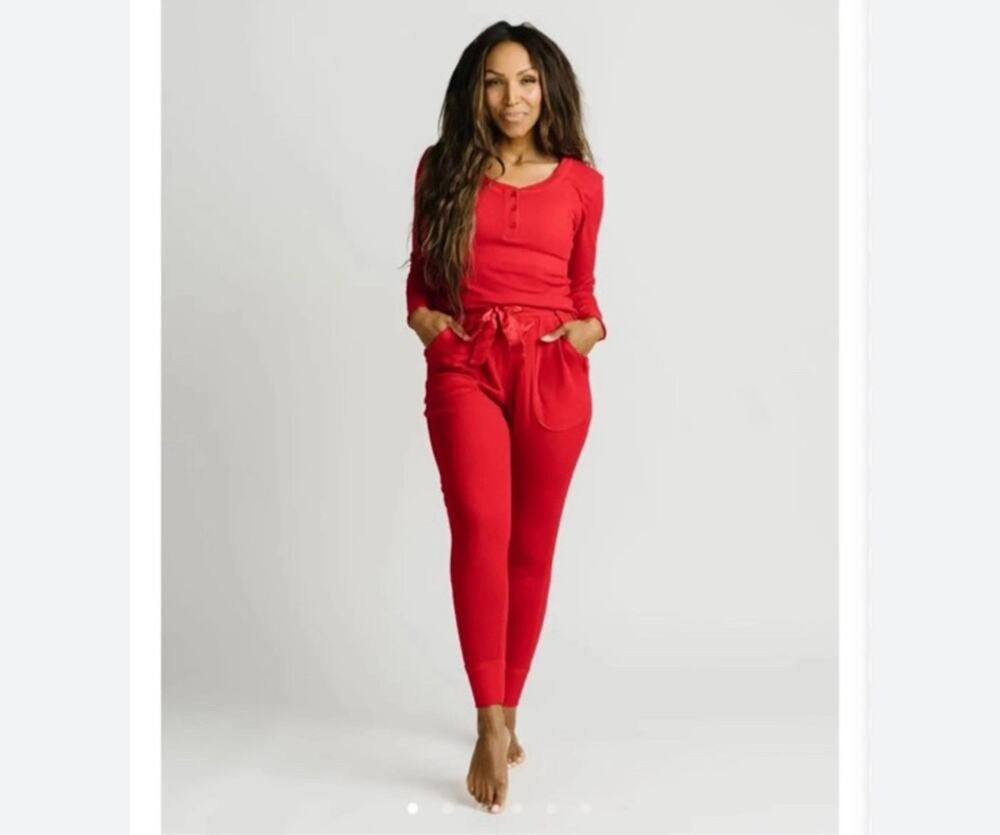 Zyia Active Red Waffle Thermal Jogger Lounge Set L/XL Women’s Cozy
